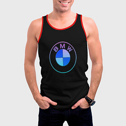 Майка-безрукавка мужская BMW neon logo, цвет: 3D-красный — фото 2