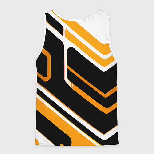 Мужская майка без рукавов Чёрно-жёлтые полосы на белом фоне / 3D-Белый – фото 2