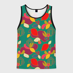 Майка-безрукавка мужская Ягодно-цветочная абстракция, цвет: 3D-черный