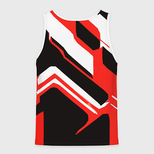 Мужская майка без рукавов Бело-красные линии на чёрном фоне / 3D-Белый – фото 2