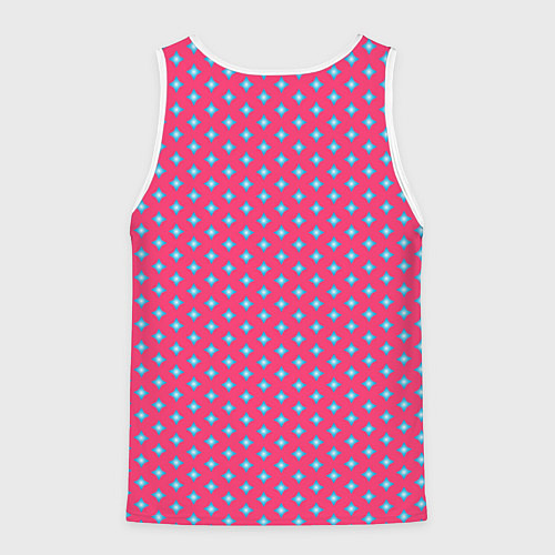 Мужская майка без рукавов Паттерн голубые ромбики / 3D-Белый – фото 2