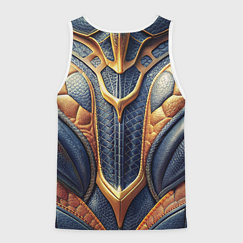 Мужская майка без рукавов Темная кожаная броня с желтой оплеткой / 3D-Белый – фото 2