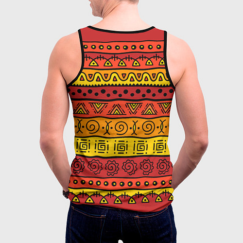 Мужская майка без рукавов Африканские этнический орнамент / 3D-Черный – фото 4