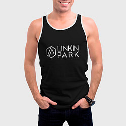 Майка-безрукавка мужская Linkin parrk logo chester, цвет: 3D-белый — фото 2