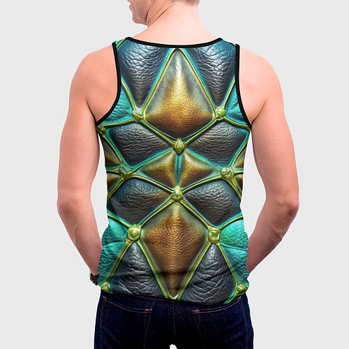 Мужская майка без рукавов Объемная футуристичная объемная текстура из кожи / 3D-Черный – фото 4