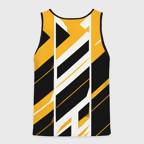 Мужская майка без рукавов Black and yellow stripes on a white background / 3D-Черный – фото 2