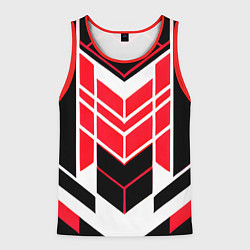 Мужская майка без рукавов Red and white lines on a black background
