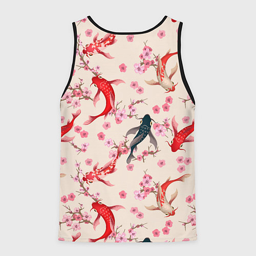 Мужская майка без рукавов Разноцветные рыбы кои / 3D-Черный – фото 2