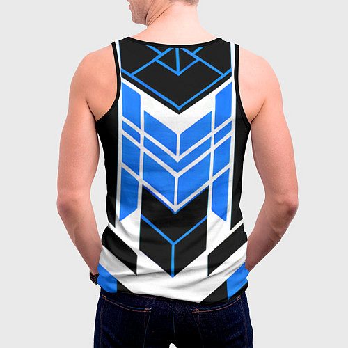Мужская майка без рукавов Blue and black stripes on a white background / 3D-Черный – фото 4