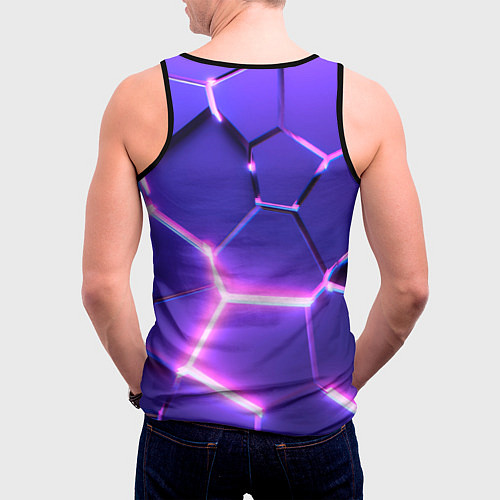 Мужская майка без рукавов Фиолетовые плиты с розовым свечением / 3D-Черный – фото 4