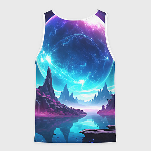 Мужская майка без рукавов Космический пейзаж - планеты / 3D-Белый – фото 2