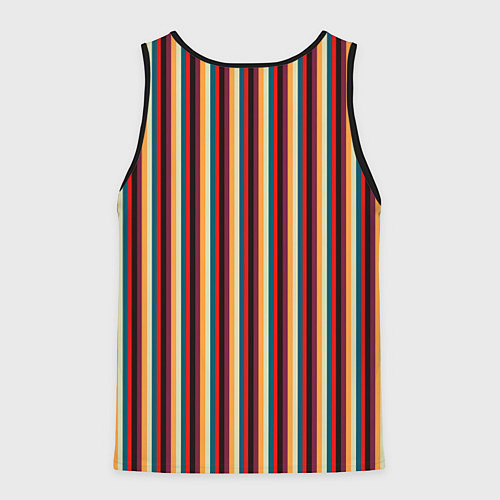 Мужская майка без рукавов Жёлтый красный и бирюзовый в сочетании полосы / 3D-Черный – фото 2