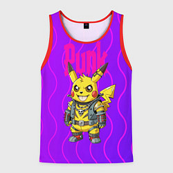 Майка-безрукавка мужская Пикачу панк в розовом стиле, цвет: 3D-красный