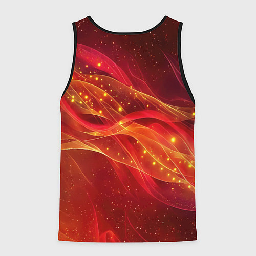 Мужская майка без рукавов Красные и оранжевые линии с золотым блеском / 3D-Черный – фото 2