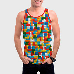 Майка-безрукавка мужская Разноцветные квадратные плитки, цвет: 3D-красный — фото 2