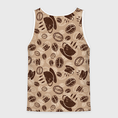 Мужская майка без рукавов Кофейный узор / 3D-Белый – фото 2