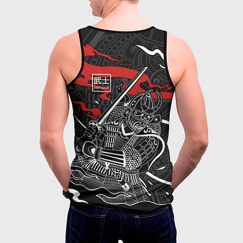 Мужская майка без рукавов Тень война - самурай / 3D-Черный – фото 4