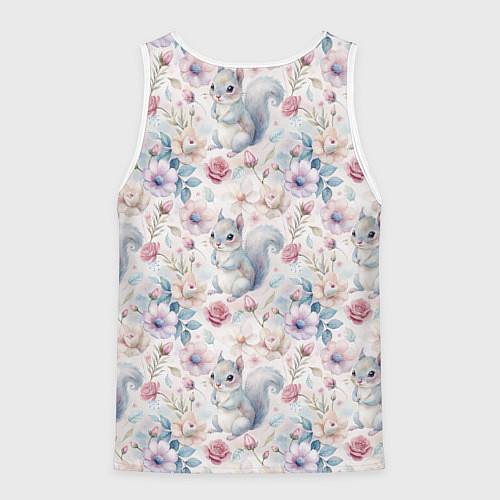 Мужская майка без рукавов Бельчонок в цветах / 3D-Белый – фото 2