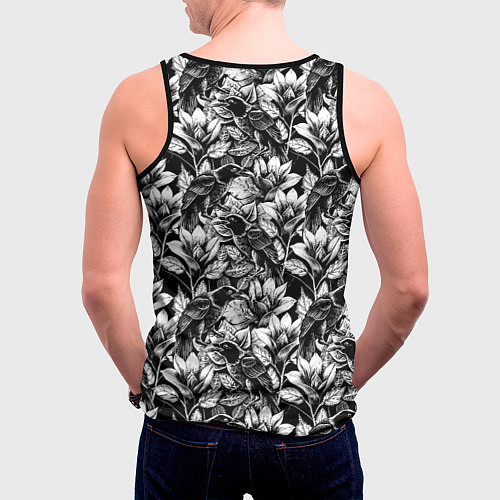 Мужская майка без рукавов Вороны в цветах / 3D-Черный – фото 4