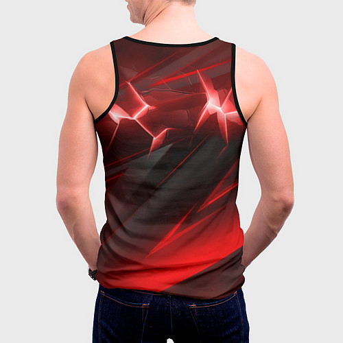 Мужская майка без рукавов Яркая красная объемная абстракция / 3D-Черный – фото 4