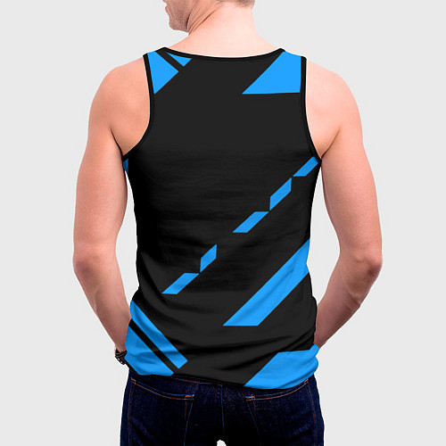 Мужская майка без рукавов PUBG blue geometry / 3D-Черный – фото 4