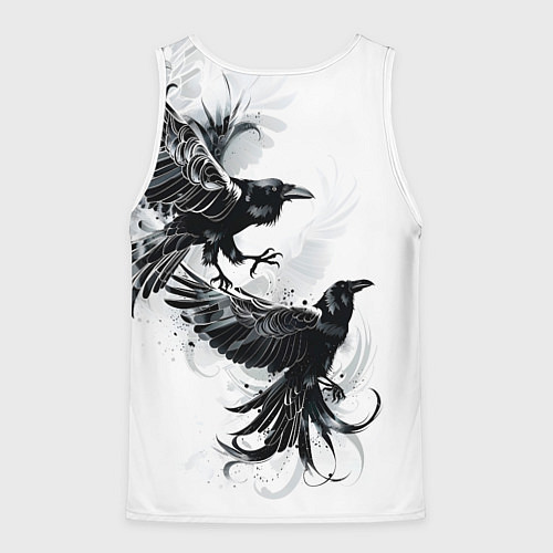Мужская майка без рукавов Два каллиграфических ворона / 3D-Белый – фото 2
