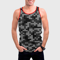 Майка-безрукавка мужская Камуфляжные пиксели блэк, цвет: 3D-красный — фото 2