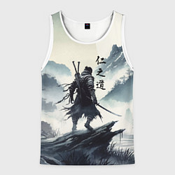 Майка-безрукавка мужская Воин самурай - призрак Цусимы, цвет: 3D-белый