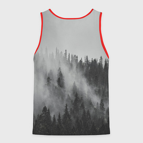 Мужская майка без рукавов Славянский символ - оберег и лес в тумане / 3D-Красный – фото 2