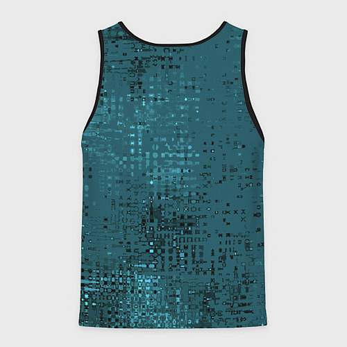 Мужская майка без рукавов Тёмный бирюзовый абстракция однотонный / 3D-Черный – фото 2