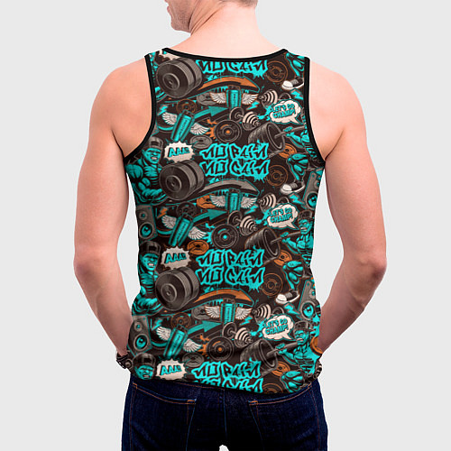 Мужская майка без рукавов Никакой боли, никакой выгоды / 3D-Черный – фото 4