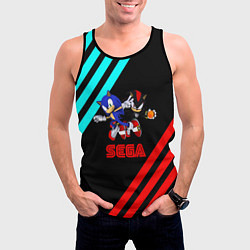 Майка-безрукавка мужская Sonic sega geometry, цвет: 3D-черный — фото 2