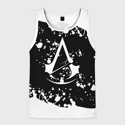 Майка-безрукавка мужская Assassins Creed logo краски, цвет: 3D-белый