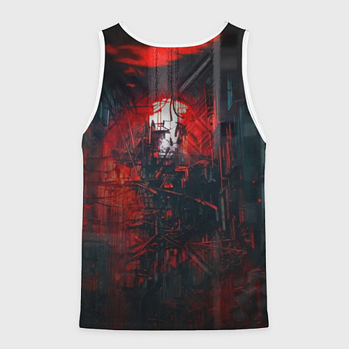 Мужская майка без рукавов Зловещий демонический киборг-скелетор / 3D-Белый – фото 2