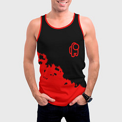 Майка-безрукавка мужская Among us красные краски, цвет: 3D-красный — фото 2