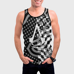 Майка-безрукавка мужская Assassins Creed logo game usa, цвет: 3D-черный — фото 2