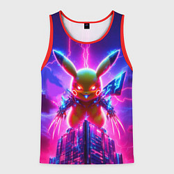 Мужская майка без рукавов Neon horror - cyber Pikachu