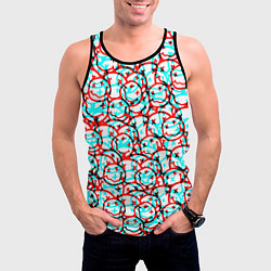 Майка-безрукавка мужская Nirvana smile glitch, цвет: 3D-черный — фото 2