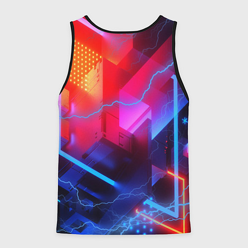 Мужская майка без рукавов Cyberpunk logo - neon geometry / 3D-Черный – фото 2
