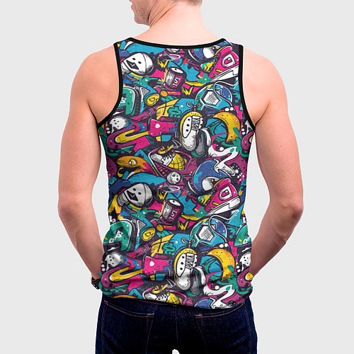 Мужская майка без рукавов Граффити спортивные принадлежности / 3D-Черный – фото 4