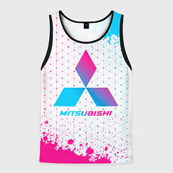 Майка-безрукавка мужская Mitsubishi neon gradient style, цвет: 3D-черный