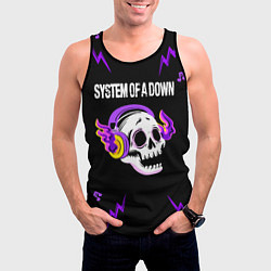 Майка-безрукавка мужская System of a Down неоновый череп, цвет: 3D-черный — фото 2