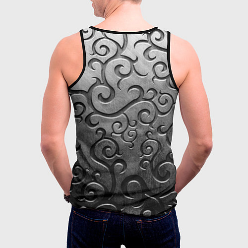 Мужская майка без рукавов Металический орнамент и герб Осетии / 3D-Черный – фото 4