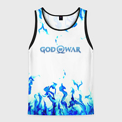 Майка-безрукавка мужская God of War синий огонь, цвет: 3D-черный
