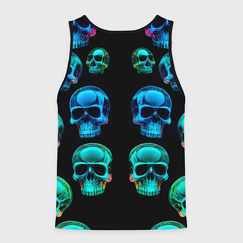 Мужская майка без рукавов Neon skulls - ai art pattern / 3D-Черный – фото 2