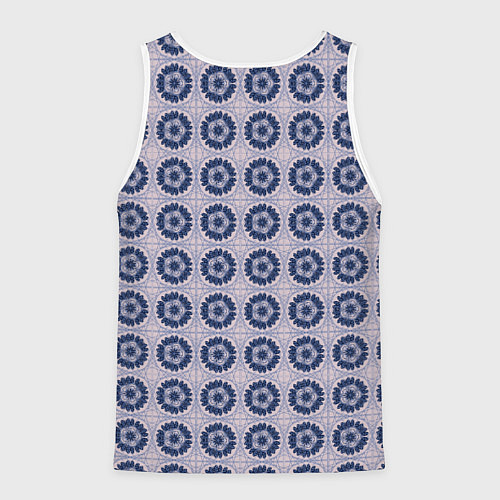 Мужская майка без рукавов Узор синяя плитка / 3D-Белый – фото 2