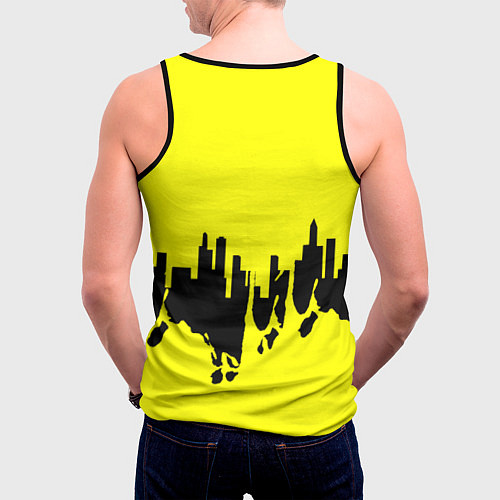 Мужская майка без рукавов Cyberpunk 2077 geometry yellow / 3D-Черный – фото 4