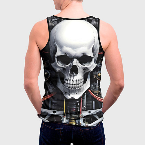 Мужская майка без рукавов Cyber skull - ai art / 3D-Черный – фото 4