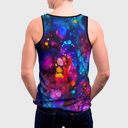 Мужская майка без рукавов Кислотный волк / 3D-Черный – фото 4