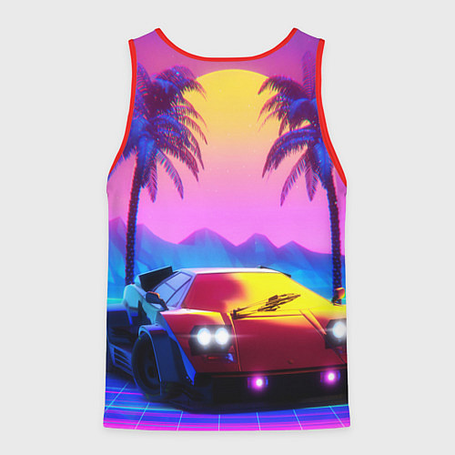 Мужская майка без рукавов Vice city retro wave Lambo / 3D-Красный – фото 2